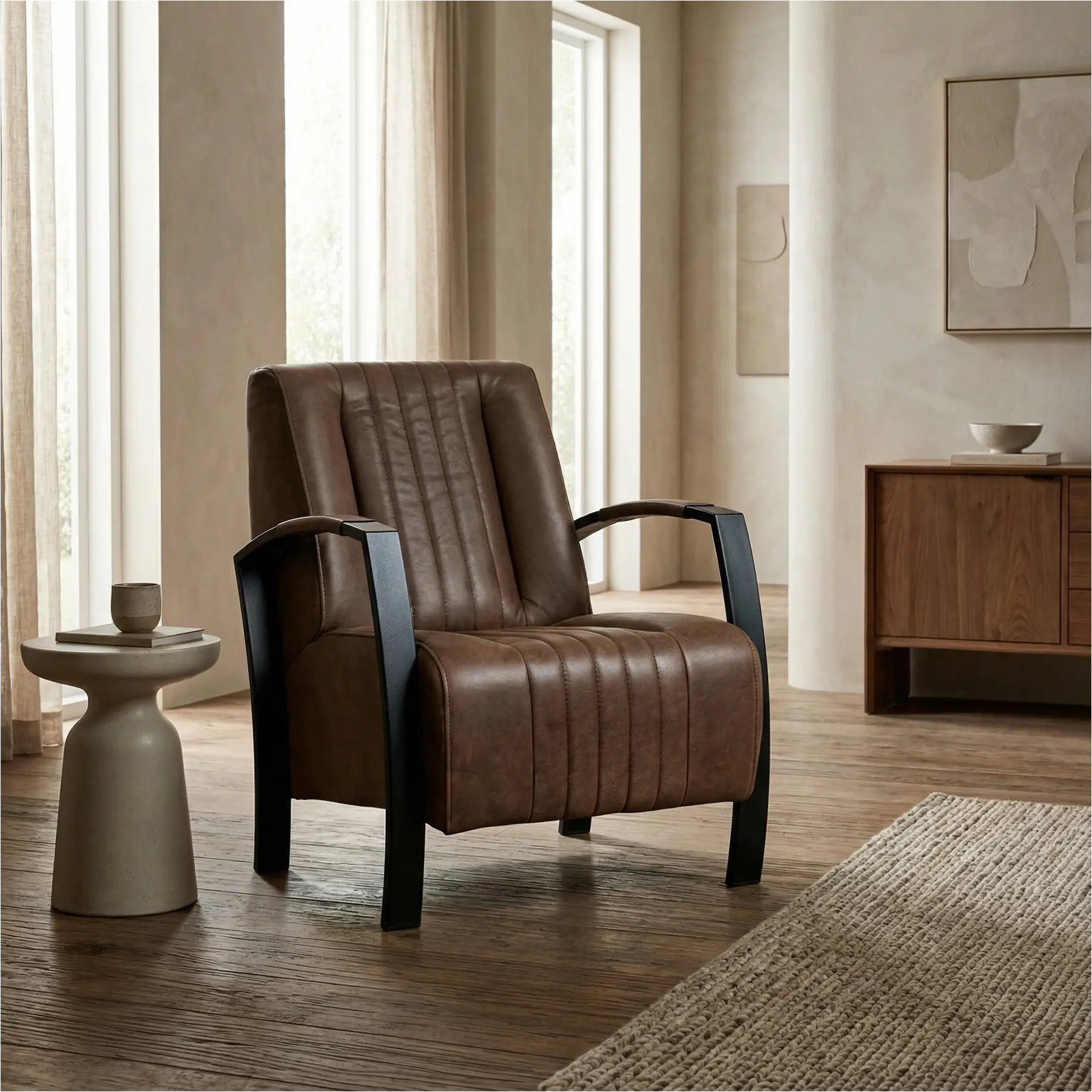 afbeelding van Leren fauteuil Glamour - Vintage Brown (bruin)